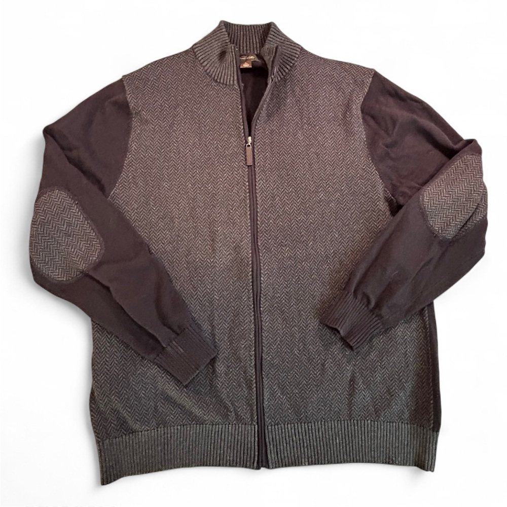 Tasso Elba Men's Black and Gray Zip-Up Sweater